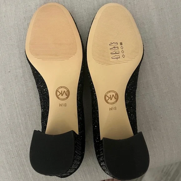 SOLD-MICHAEL Michael Kors Arabella Kitten Pump Black Chunky Glitter Crystal 8.5 - Picture 6 of 10